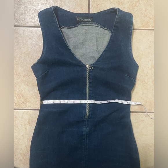 Vintage Bettina Liano Y2K 90s Sexy Mini Denim Body Con Dress Front Zipper sz 4 - Picture 6 of 6